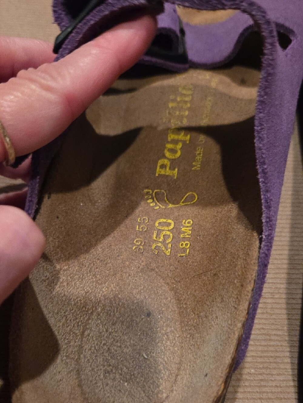 Papillio by Birkenstock Purple Suede Double-Strap Slide Sandal Size 39 - Picture 3 of 10